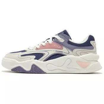 Кроссовки для скейтборда женские низкие, овсяные, молочные/ночно-синий 361°