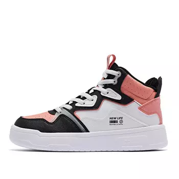 Кроссовки для скейтборда женские высокие белый/цветочно-розовый Qiaodan