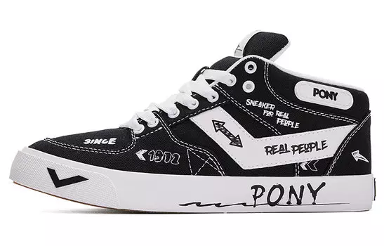 Кроссовки для скейтбординга Atop, унисекс, низкие, черные/белые Pony