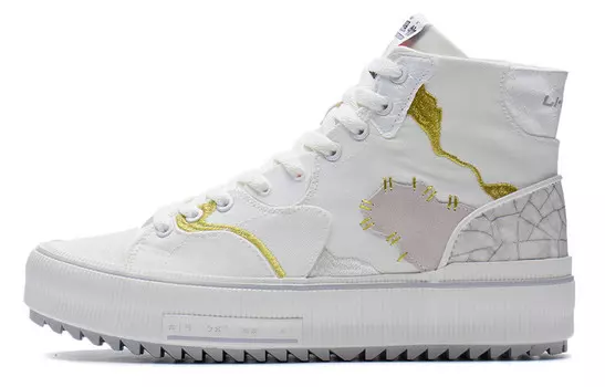 Кроссовки для скейтбординга CF, унисекс, высокие, дымчатые, белые Lining