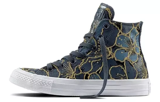 Кроссовки для скейтбординга Chuck Taylor All Star женские с высоким берцем темно-синие/золотые/белые Converse