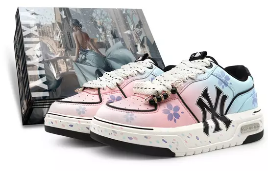 Кроссовки для скейтбординга Chunky Liner, унисекс, низкие, розовые/черные Mlb