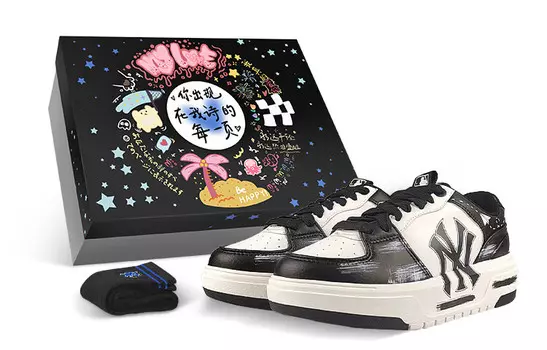 Кроссовки для скейтбординга Chunky Liner унисекс с низким верхом черного/белого цвета Mlb