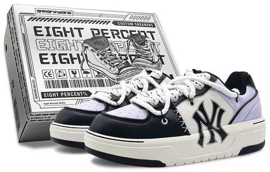 Кроссовки для скейтбординга Chunky Liner унисекс с низким верхом, черные/фиолетовые/белые Mlb