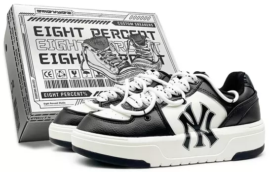 Кроссовки для скейтбординга Chunky Liner унисекс с низким верхом черного/белого цвета Mlb