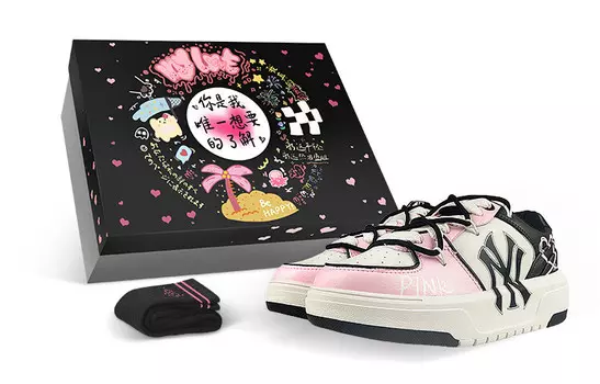 Кроссовки для скейтбординга Chunky Liner унисекс с низким верхом, черные/розовые/белые Mlb