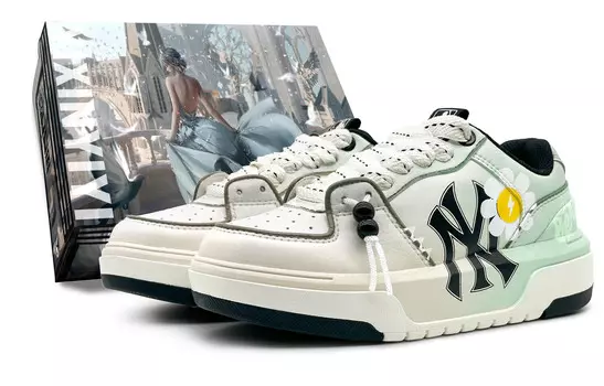 Кроссовки для скейтбординга Chunky Liner унисекс с низким верхом Cloud White/Core Black/Green Spark Mlb