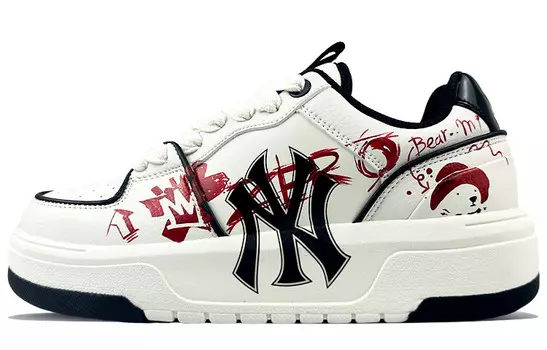 Кроссовки для скейтбординга Chunky Liner унисекс с низким верхом, черные/красные Mlb