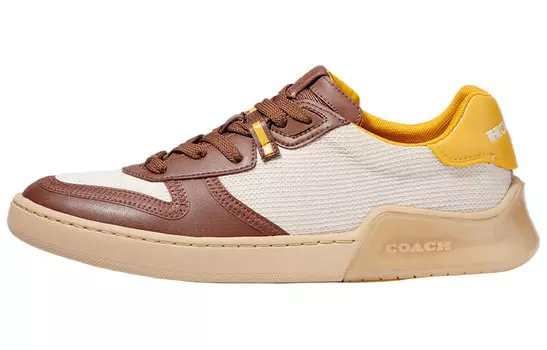 Кроссовки для скейтбординга CitySole мужские низкие коричневато-желто-белые Coach