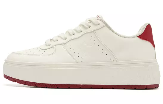 Кроссовки для скейтбординга Five Centimeters женские с низким верхом цвета слоновой кости/железно-красного цвета Qiaodan