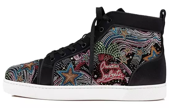 Кроссовки для скейтбординга Hot Chick Starlight мужские с высоким верхом черного/красного/синего/серебристого цвета Christian Louboutin