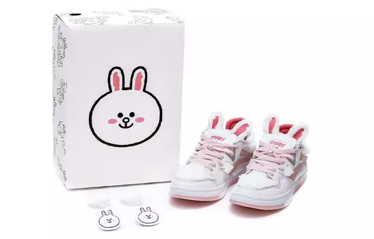 Кроссовки для скейтбординга Line Friends X Wave женские с низким верхом, белые/розовые Lining