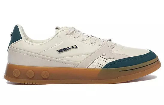 Кроссовки для скейтбординга мужские низкие бледно-древне-желтые/сосновые темно-зеленые Li-Ning 1990