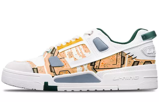 Кроссовки для скейтбординга мужские с низким верхом белые/оранжевые/серые Lining