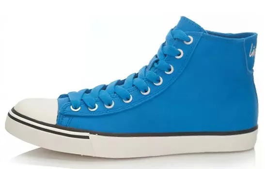 Кроссовки для скейтбординга мужские высокие белые/королевские синие/зеленые папоротники Lining