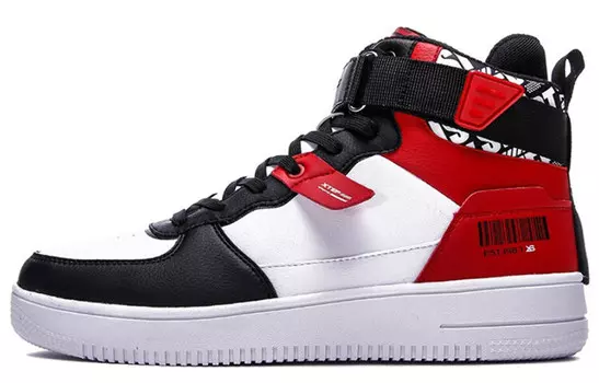 Кроссовки для скейтбординга мужские высокие темно-красные/бело-голубые/бело-голубые/черные Xtep