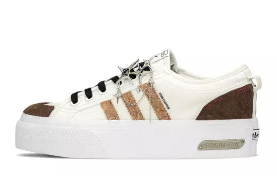 Кроссовки для скейтбординга NIZZA женские, низкие, белый/коричневый Adidas Originals