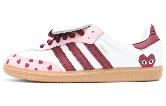 Кроссовки для скейтбординга Samba Unisex Low-Top White/Pink Red Adidas Originals