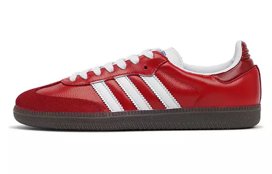 Кроссовки для скейтбординга Samba унисекс с низким верхом белого цвета Adidas Originals, красный/белый