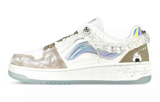 Кроссовки для скейтбординга серии Tianji женские, низкие, белые/коричневые Lining