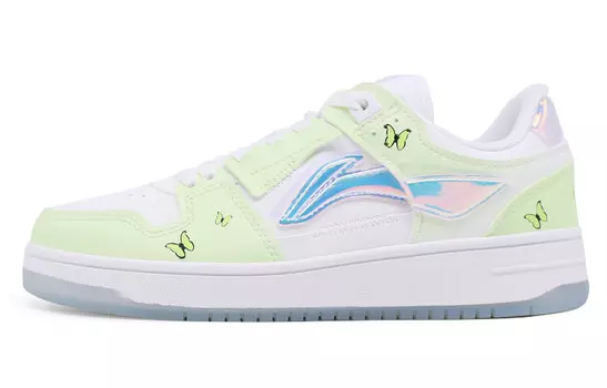 Кроссовки для скейтбординга серии Tianji женские, низкие, белые/зеленые Lining