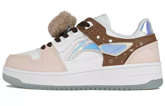 Кроссовки для скейтбординга серии Tianji женские, низкие, коричневые/белые Lining