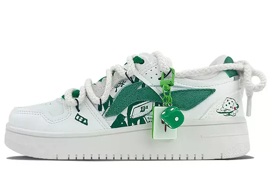 Кроссовки для скейтбординга серии Tianji женские, низкие, белые/зеленые Lining