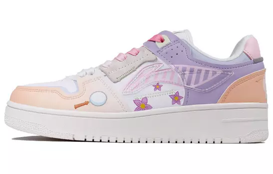 Кроссовки для скейтбординга серии Tianji женские с низким верхом, белые/фиолетовые Lining