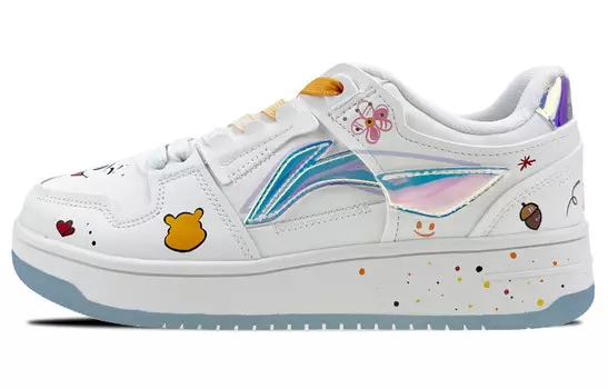 Кроссовки для скейтбординга серии Tianji женские с низким верхом, белые/желтые Lining