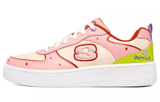 Кроссовки для скейтбординга Spongebob Squarepants X Sport Court 92 женские, низкие, розовые/красные Skechers