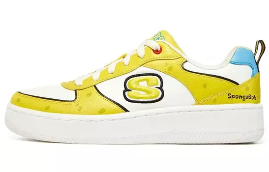 Кроссовки для скейтбординга Spongebob Squarepants X Sport Court 92 женские с низким верхом, белые/желтые/синие Skechers