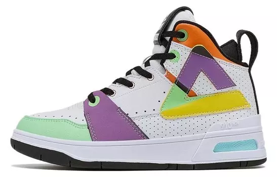 Кроссовки для скейтбординга State Pole женские с высоким берцем, размер Large, белые/фиолетовые/зеленые/желтые Peak