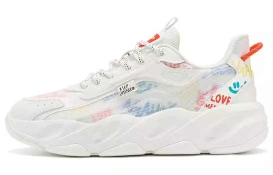 Кроссовки для скейтбординга Undercurrent 2.0 женские с низким верхом, белые/красные/синие Xtep