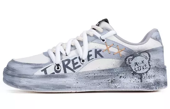 Кроссовки для скейтбординга унисекс с низким верхом серые/белые Lining