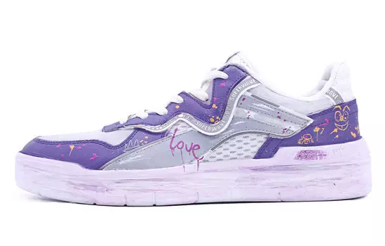 Кроссовки для скейтбординга Wave мужские с низким верхом белые/фиолетовые Lining