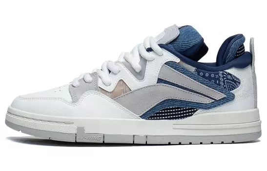 Кроссовки для скейтбординга Wave Pro мужские с низким верхом, белые/серые/синие Lining