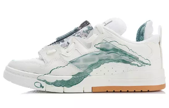 Кроссовки для скейтбординга Wave женские, низкие, белые/зеленые Lining