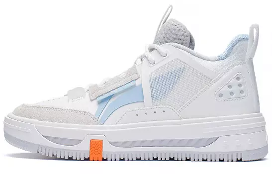 Кроссовки для скейтбординга Xingchuan женские, средней высоты, облачно-белые / бледно-голубые Lining