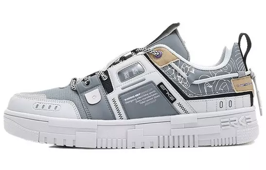 Кроссовки для скейтбординга Xun мужские с низким верхом, белые, серые/белые Erke