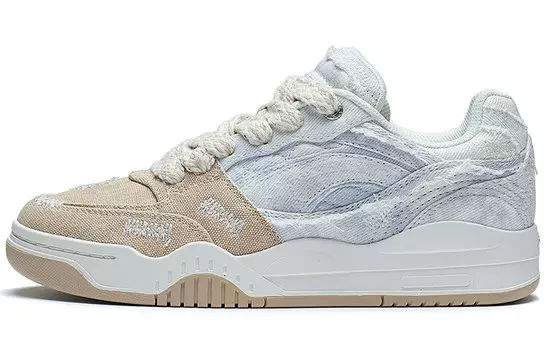 Кроссовки для скейтбординга Yuebai женские низкие Phantom Blue Clouds, белые, коричневые Lining