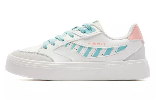 Кроссовки для скейтбординга женские, низкие, белые/бирюзовые Qiaodan