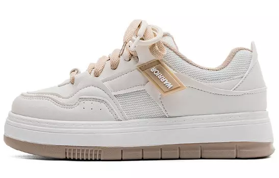 Кроссовки для скейтбординга женские, низкие, белые/коричневые Warrior