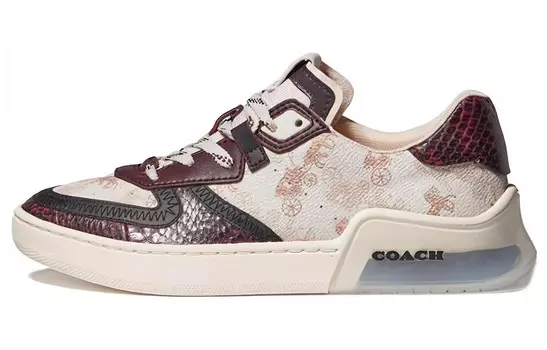 Кроссовки для скейтбординга женские низкие белые/красные/коричневые Coach