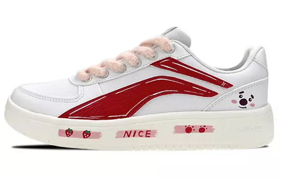 Кроссовки для скейтбординга женские низкие белые/красные/розовые Lining