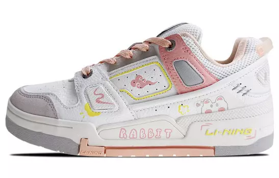 Кроссовки для скейтбординга женские, низкие, белые/пудровые Lining