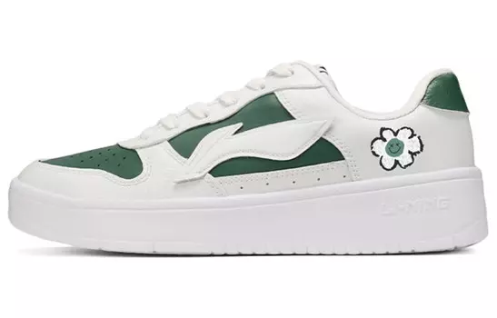 Кроссовки для скейтбординга женские, низкие, белые/зеленые Lining