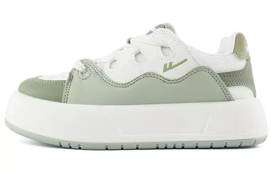 Кроссовки для скейтбординга женские, низкие, белые/зеленые Warrior