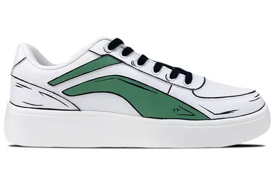 Кроссовки для скейтбординга женские, низкие, белые/зеленые Lining