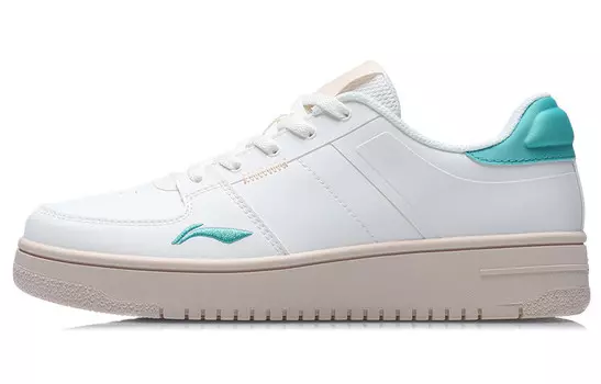 Кроссовки для скейтбординга женские, низкие, белые/зеленые Lining