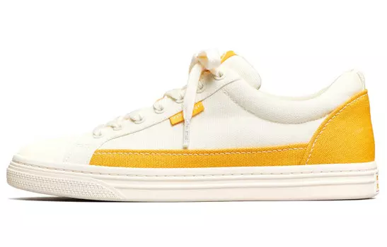 Кроссовки для скейтбординга женские, низкие, белые/желтые Tory Burch